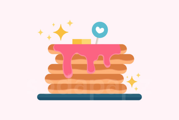 Sweet Deluxe: Strawberry Pancake Icon for Creative Design Projects